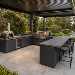 Cucina per barbecue e Grill all'aperto di lusso per ville Forno elettrico integrato su misura e griglia in acciaio inossidabile - Product Image 2
