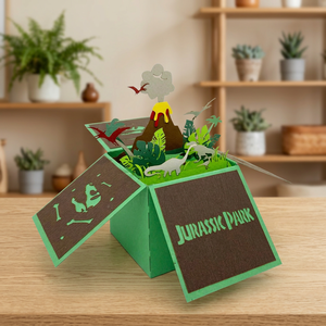 Meilleures ventes : Carte de vœux 3D en papier faite à la main, thème Parc à dinosaures et fleurs, boîte pop-up, design personnalisé, tendance, Noël, Vietnam, Hanoï - Product Image 5