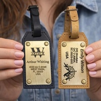 Etiquetas de Viaje Personalizadas de Cuero PU, Placa de Identificación Metálica, Etiqueta Metálica Grabada, Etiqueta de Equipaje de PU para Embarque y Revisión