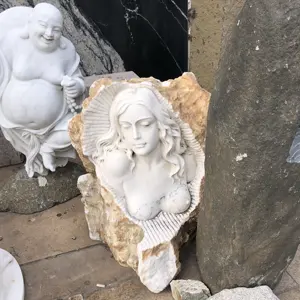 Lebensgröße Große Naturstein skulptur Weibliche Marmor garten Lady Statuen