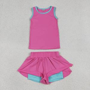 En Stock: Conjunto Deportivo Casual de Verano para Bebés Niñas, Top Rosa Fuerte y Shorts con Volantes, Ropa de Yoga para Hermanas, Ropa Deportiva Linda - Product Image 3