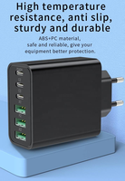 Chargeur GaN PD 65W HNT 6 ports USB-C à charge rapide, bloc de charge portable compatible avec iPhone Samsung Galaxy S25