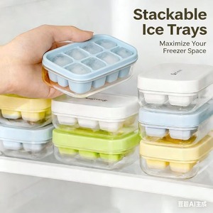 Bac à glaçons mini 6 compartiments format poche - Démoulage facile à une pression, moule à glaçons empilable en silicone pour réfrigérateur compact et voyage - Product Image 2