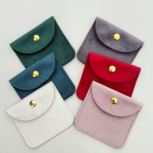 Bolsa de Terciopelo Suave con Botón, 8x8cm, Hebilla Metálica, Bolsillo Reutilizable, Bolsa para Botones con Logotipo Personalizado para Joyería, Pulseras y Accesorios - Product Image 2