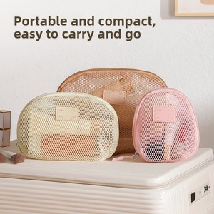 New Polyester Mesh Cosmetic Bag Women-Portable High-End Japan Style <strong>Travel</strong> <strong>Washbag</strong> with Large Capacity for Lipsticks Essentials - Product Image 2