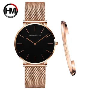 Hannah Martin Factory Wholesale Price Custom Logo Minimalist Japan Quartz Movement Wrist Watches Bracelet Set For Lady Woman