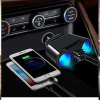 Chargeur de voiture double port USB Type C avec écran LCD, adaptateur d'alimentation rapide 12-24V pour prise allume-cigare, répartiteur 2 ports pour voitures
