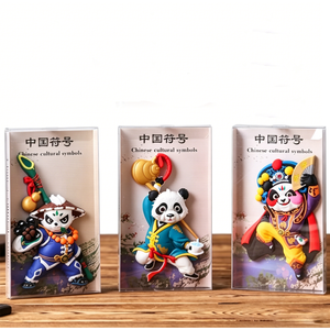 Autocollant de décoration pour la maison, style chinois, masque d'opéra de Pékin des dynasties <span class=keywords><strong>Ming</strong></span> Qing, aimant de réfrigérateur Panda, cadeau parfait pour enfants et adultes - Product Image 1