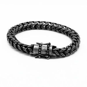 yunnique Unisex Black Oxidized <b>Titanium</b> Steel Bracelet Geometric <b>Chain</b> Magnetic Clasp Fashion Jewelry - Product Image 1