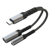 Adaptateur Chargeur Casque USB-C 3,5 mm en Alliage d'Aluminium Gris 2-en-1 avec Charge Rapide PD 60W pour iPhone 15/16/17 Pro Max
