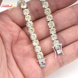 Customized Tennis Chain 2mm-6mm Wide Pink/Yellow/White Moissanite Brilliant Cut Classic 10k/14k/18k Gold 925 Silver <b>Bracelet</b> - Product Image 3