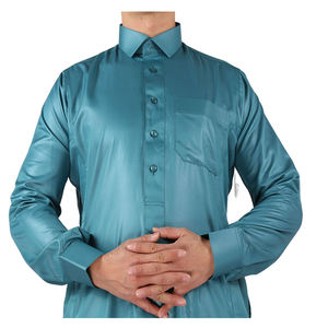 Jalabiya de Color Liso <span class=keywords><strong>Estilo</strong></span> Árabe Saudí Al Haramain, Thobe Musulmán de 2 Piezas con Pantalón <span class=keywords><strong>para</strong></span> Oración - Product Image 2