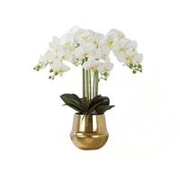 Arrangement de fleurs d'orchidées artificielles OH Real Touch, Phalaenopsis en soie de luxe dans un pot, résistant aux UV, fausse fleur pour la décoration de la maison et des hôtels