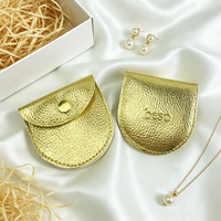 Pochette en similicuir PU, mini emballage portable pour bijoux, boucles d'oreilles, colliers, bagues, avec logo personnalisé, vente en gros