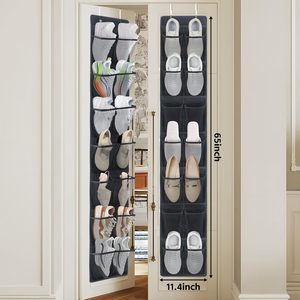 Over The Door <b>Shoe</b> Organizer 14 Mesh Pockets Hanging Rack For Closet <b>Storage</b> Black1 Pack - Product Image 2