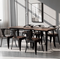 Ensemble de table à manger en métal moderne et de chaises en fer contemporaines pour restaurants, hôtels, cafés, centres commerciaux, meubles de salon