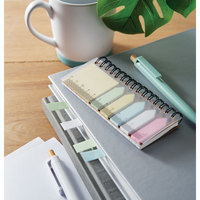 Bloc-notes promotionnel en PP avec couverture rigide, notes adhésives, 5 marque-pages de couleur assortie, papier recyclé écologique, impression numérique, reliure à anneaux