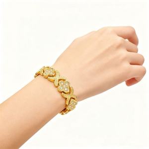 Trendy Anti Tarnish Wholesale Custom Brand logo 14k 18k PVD Gold Plated Stainless Steel Diamond Magnet Bracelet <b>for</b> Women <b>Men</b> - Product Image 2