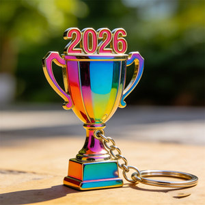 Trofeo <span class=keywords><strong>de</strong></span> la Copa <span class=keywords><strong>Mundial</strong></span> <span class=keywords><strong>de</strong></span> Fútbol Miniatura, Llavero <span class=keywords><strong>de</strong></span> Metal con Recubrimiento 3D Arcoíris, Llavero <span class=keywords><strong>de</strong></span> Moda 3D, Regalo Láser - Product Image 2