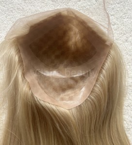 Cabello humano natural puro con base superior de encaje Mono de Venta caliente, accesorio de cabello Mono para mujer con bordes de piel transparente y parte superior de malla elástica - Product Image 6