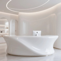 Comptoir de réception extensible moderne imprimé en 3D blanc avec éclairage LED, design incurvé lisse pour bureaux, hôtels et centres commerciaux