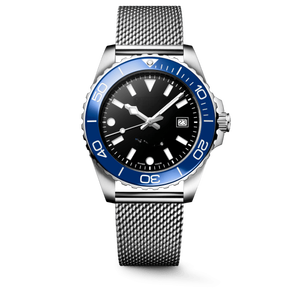 Montre de plongée entièrement noire avec index lumineux, lunette rotative et bracelet en maille Longinesing - Product Image 2