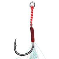 Hameçon de pêche double assisté avec fil et plume, en acier à haute teneur en carbone, pour jigging