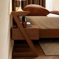 Table de chevet en bois massif de style mid-century, en forme de Z, avec rangement, écologique, fabriquée à la main, meubles de chambre à coucher