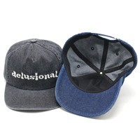 Groothandel Custom 5 Panel Denim Doek Snapback Borduurwerk Vader Hoeden Caps Voor Mannen