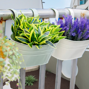 Ventes en gros de pots de fleurs suspendus pour balcon extérieur, jardinières en acier galvanisé pour balustrade avec crochets amovibles, possibilité de personnaliser les couleurs - Product Image 4
