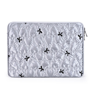 Cute Bowknot Nylon Embroidery Sleeve Soft Handbag <b>Case</b>, Portable Fashion Quilted Shockproof Tablet Liner <b>Laptop</b> Bag. - Product Image 3