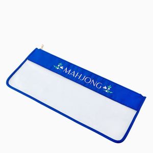 Custom Letter Pattern Royal Blue PVC Reusable Mahjong Storage Zipper Bag <b>Compact</b> Large Personalized Mahjong Carrying Pouch - Product Image 3
