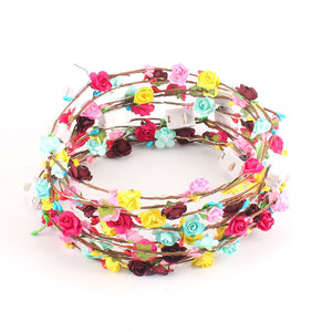 Corona di Fiori <span class=keywords><strong>LED</strong></span> Regolabile, Ghirlanda Luminosa Multicolore, Accessorio per Capelli in Poliestere, Stile Romantico per Matrimoni - Product Image 4
