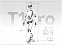 Robot Humanoide Bípedo T1, 41 Grados de Libertad, 43 kg, Batería de 1110 Wh, Torque de Cadera de 450 Nm, 720 ° Velocidad, Carga >100 kg. Alta dinamica