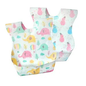 Adjustable Collar Waterproof Individually Pack Waterproof Baby Apron Disposable Baby Bibs