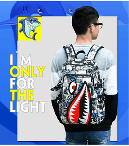 Đa chức năng USB sạc cổng Unisex Cá mập ba lô với đôi mắt trẻ em Pop nó túi đi học cho trường trung học cô gái tuổi teen - Product Image 6