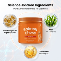 Huile de saumon sauvage d'Alaska Oméga 3 liquide pour chiens – Compléments pour la peau et le pelage, soutien immunitaire, friandises à mâcher sûres et molles, probiotiques, absorption rapide