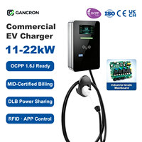 Station de recharge pour véhicules électriques triphasée OCPP 11kW - 22kW Type 2 AC avec contrôle par application, clé RFID 4G pour usage public et communautaire
