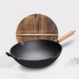 <span class=keywords><strong>Wok</strong></span>-sartén de hierro fundido para casa presazonada, 12,5 "de diámetro, resistente, <span class=keywords><strong>Wok</strong></span> chino con fondo plano - Product Image 5