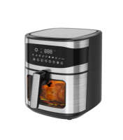Friteuse à air moderne, design carré, électrique, intelligente, écran tactile, 1600W, sans huile, 6,5L, panier unique, pour hôtel, maison, rôtissage