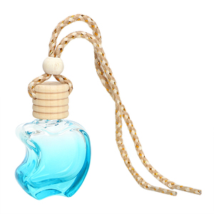 Botella de <span class=keywords><strong>Perfume</strong></span> de Vidrio con Forma de Manzana en Oferta, Botellas de Ambientador con Tapa de Madera, <span class=keywords><strong>Perfume</strong></span> para Automóvil - Product Image 1