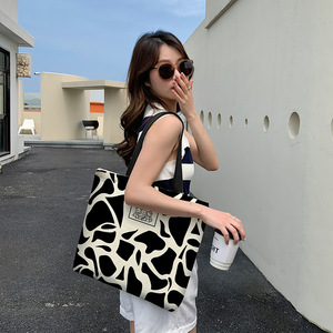 Borsa Tote in Tela da Donna Grande Capacità, Nuova Borsa a Spalla con Stampa, Chiusura a Cerniera, per Studentesse Universitarie, Versatile - Product Image 2