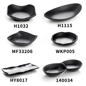 Plato de melamina negro irregular para aperitivos, para uso en hoteles y fiestas, plato pequeño con diseño de color sólido. - Product Image 2