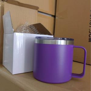 Logo personnalisé de 14oz à double paroi gobelet sous vide tasse à café isolée en acier inoxydable avec revêtement en poudre tasse de camping avec couvercle - Product Image 2