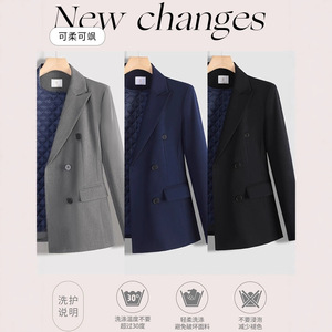 Black Padded Blazer Women Detachable Thickened Winter Coat Business Commute Interview Casual Outerwear - Product Image 2