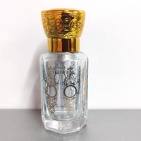 Flacon octogonal en verre personnalisé avec logo doré, pour huile de parfum Attar, 3ml, 6ml, 12ml, avec applicateur roll-on, flacon de parfum Attar fantaisie