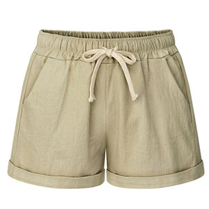 Shorts décontractés pour femmes de haute qualité, nouveau design, en toile personnalisable, pour l'été, mode, doux, polyester/coton, taille ajustable - Product Image 6