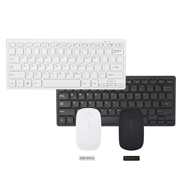 Mini Wireless Keyboard and Mouse in White Black Color Cheap Office Gifts