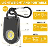 Hot Sale 125dB Waterproof IP64 ABS Keychain Personal Alarm Security Self-Defense with SOS LED Light for Women's Safety