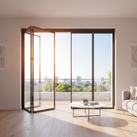 Porte pliante en aluminium, portes coulissantes pliables et étanches pour salon, balcon, cloison, entrée étroite, alliage d'aluminium